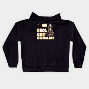 Cool Cat In A Cool Hat Kids Hoodie